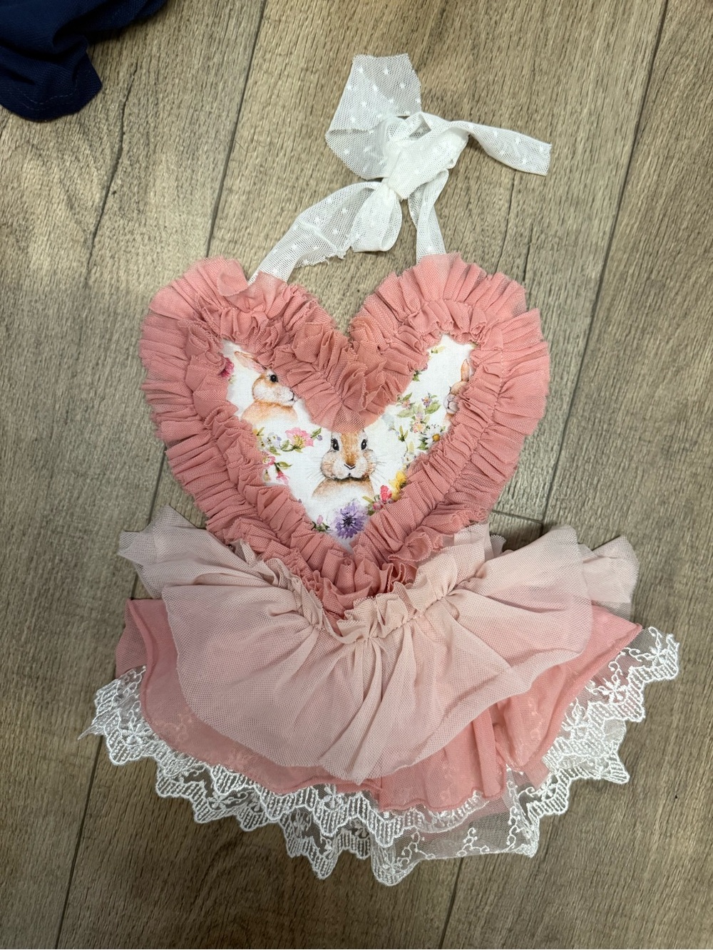 Girls Pink Heart Bunny One-Piece Dress by